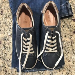 ECCO Blue-grey Soft Leather Sneakers